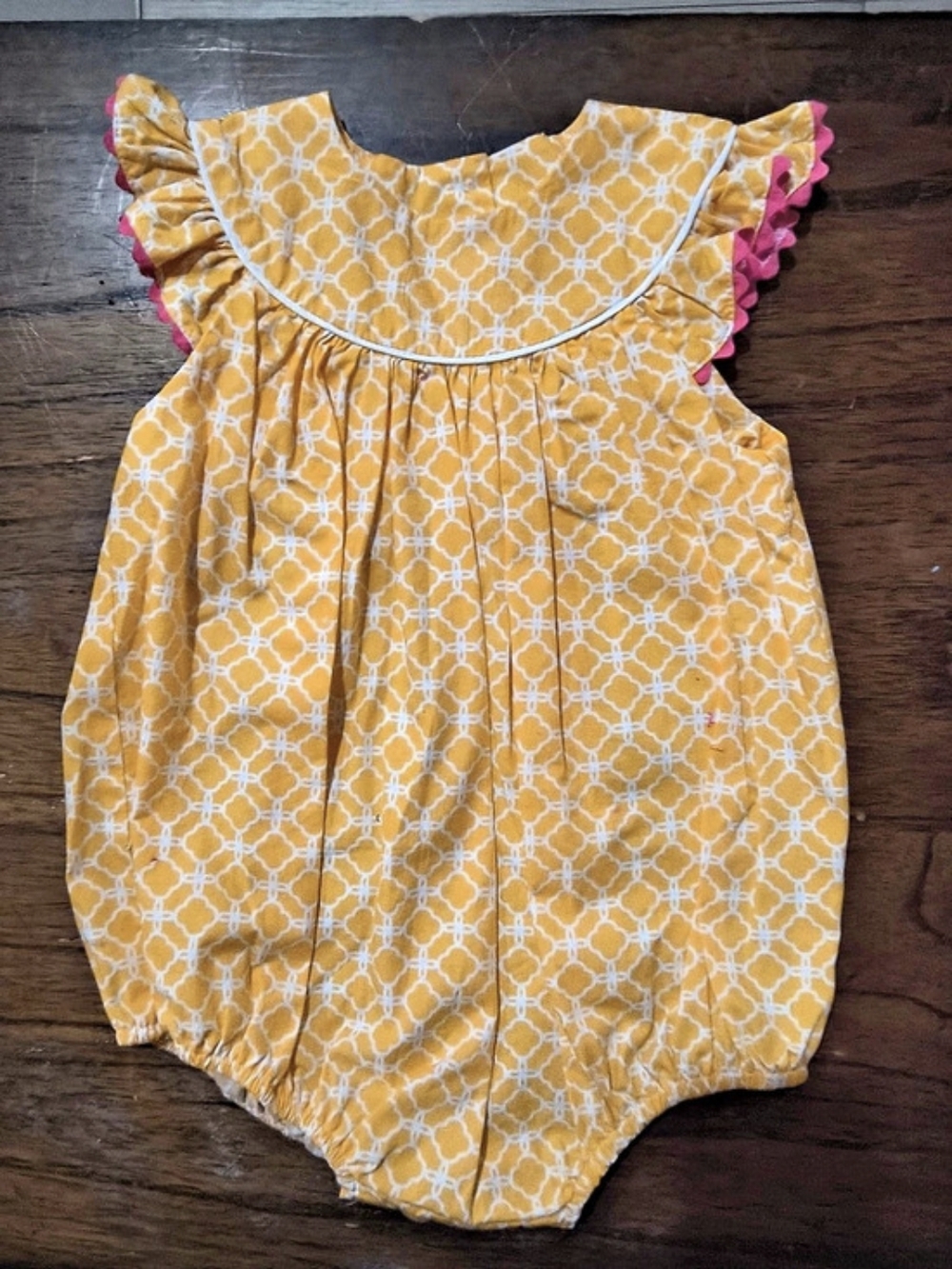 Southern  Mumshine Kids Yellow Geometric Ruffle Romper